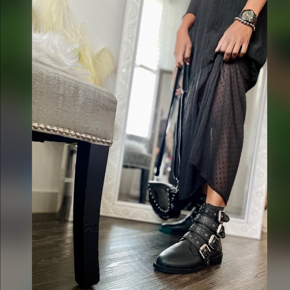 Rebecca Minkoff Shoes - Rebecca Minkoff Black Buckled Studded Booties 7.5